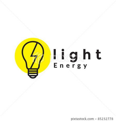 line bulb lamp with thunderbolt yellow logo design vector graphic symbol icon sign illustration creative idea 85232778