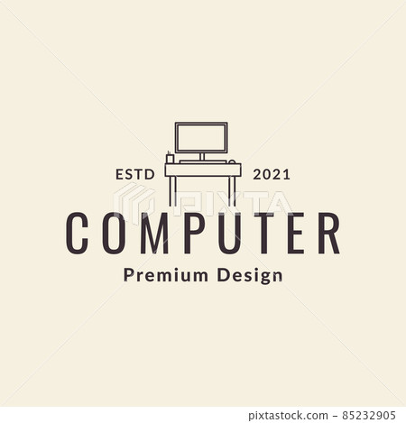line hipster monitor computer logo design vector graphic symbol icon sign illustration creative idea 85232905