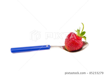 isolated one strawberry in the vinatage spoon isolated one strawberry in the vinatage spoon 85233279