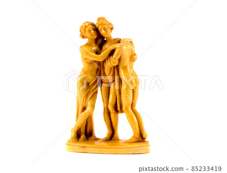 isolated on white three graces cracked sculpture 85233419