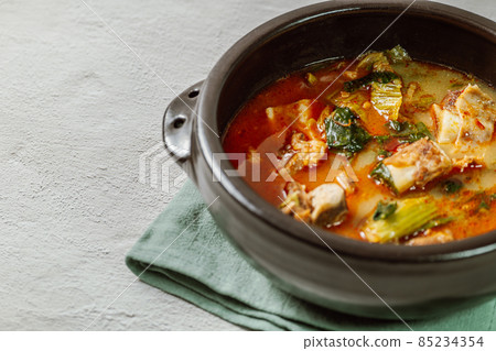 korean food red beef ribs rib soup dish 85234354