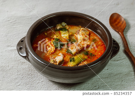 korean food red beef ribs rib soup dish 85234357