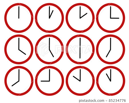 紅色時鐘的插圖素材 85234776