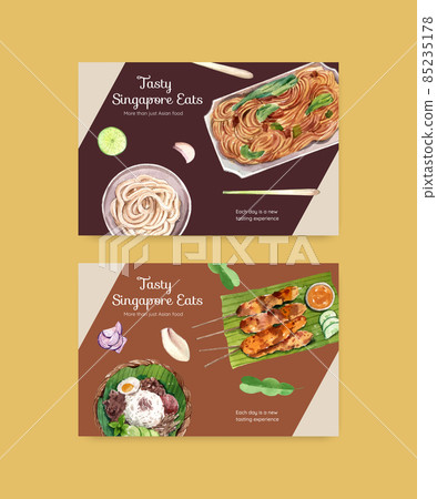 Facebook template with Singapore cuisine concept,watercolor style 85235178