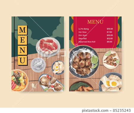 Menu template with Hong Kong food concept,watercolor style 85235243