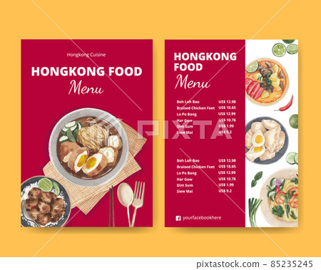 Menu template with Hong Kong food concept,watercolor style Menu template with Hong Kong food concept,watercolor style 85235245