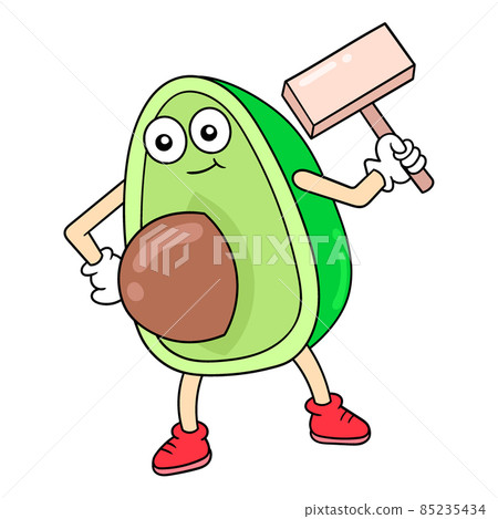Nutritious avocado carries a blank plank banner, doodle icon image kawaii 85235434