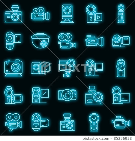 Camcorder icons set vector neon 85236938