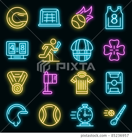 Hurling icons set vector neon 85236957