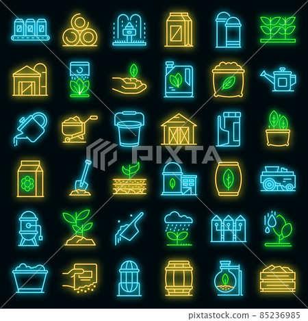 Fertilizer icons set vector neon Fertilizer icons set vector neon 85236985
