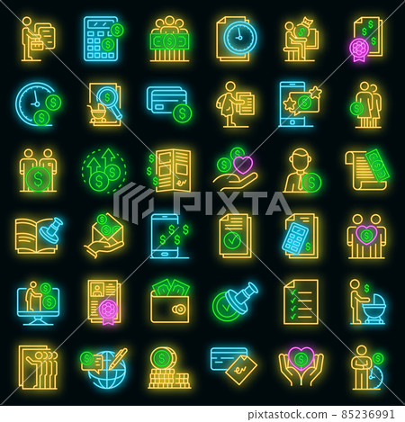 Allowance icons set vector neon 85236991