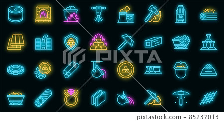 Metallurgy icons set vector neon 85237013