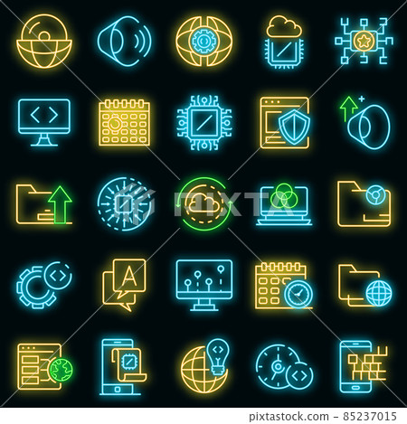 Operating system icons set vector neon Operating system icons set vector neon 85237015