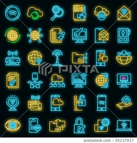 Remote access icons set vector neon Remote access icons set vector neon 85237017