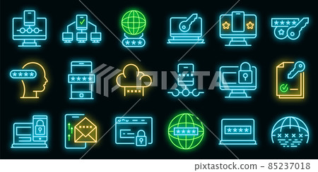 Multi-factor authentication icons set vector neon 85237018