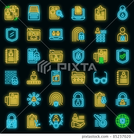 Personal information icons set vector neon 85237020