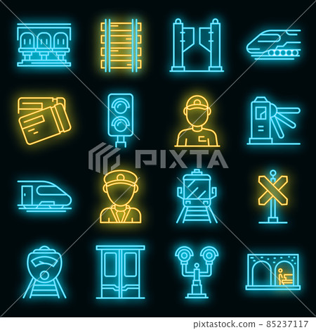 Electric train driver icons set vector neon - Stock Illustration ...