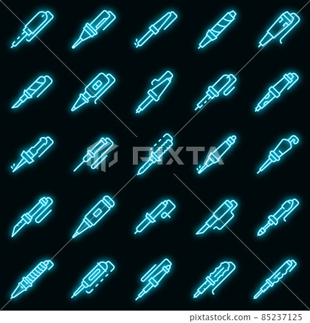 Soldering iron icons set vector neon 85237125