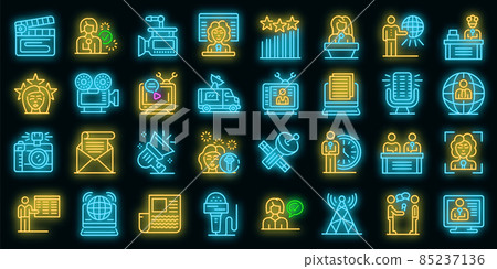 TV presenter icons set vector neon 85237136