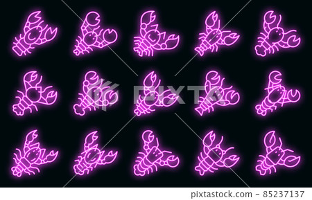 Lobster icons set vector neon 85237137