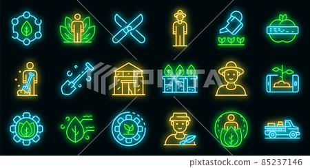 Agronomist icons set vector neon 85237146