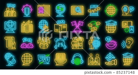 Translator icons set vector neon 85237148