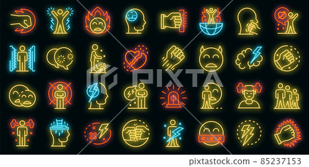 Rage icons set vector neon 85237153