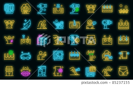 Laser hair removal icons set vector neon 85237155