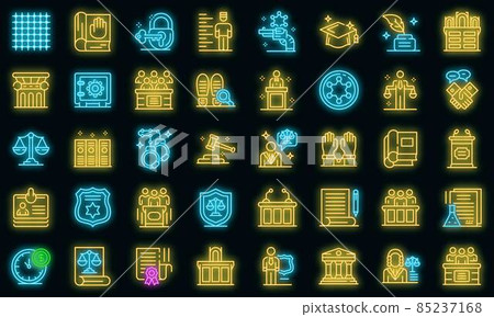 Prosecutor icons set vector neon 85237168