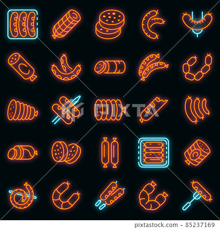 Sausage icons set vector neon 85237169