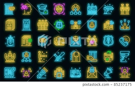 Personal guard icons set vector neon 85237175