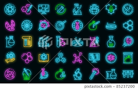Bioengineer icons set vector neon 85237200