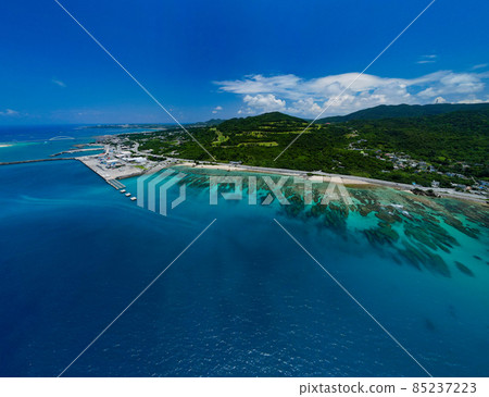 [沖繩/航拍] 本部港、大猩猩印章和藍葉的鳥瞰圖④ 85237223