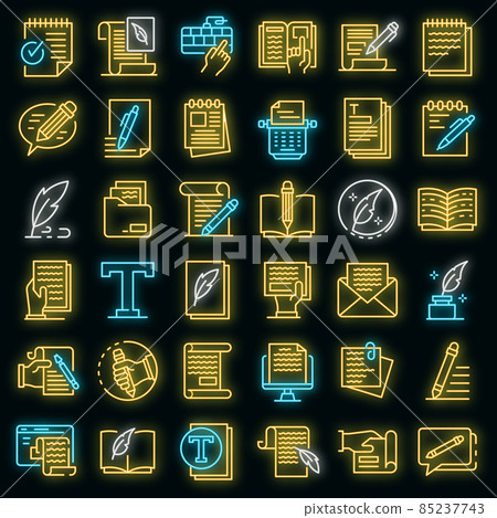 Copywriter icons set vector neon-插圖素材 [85237743] - PIXTA圖庫