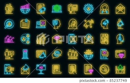 PR specialist icons set vector neon 85237749