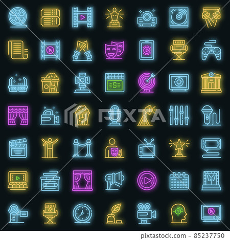 Stage director icons set vector neon Stage director icons set vector neon 85237750
