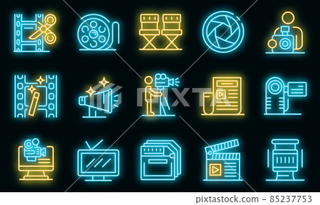 Cameraman icons set vector neon Cameraman icons set vector neon 85237753