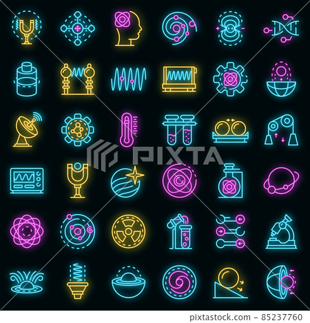 Biophysics icons set vector neon 85237760