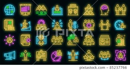 Recruiter icons set vector neon 85237766