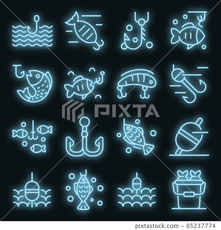 Fish bait icons set vector neon Fish bait icons set vector neon 85237774