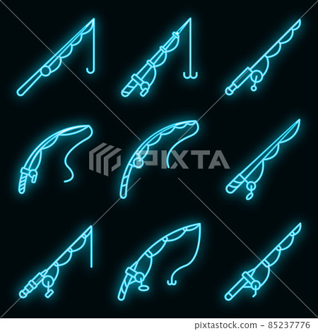 Fishing rod icons set vector neon Fishing rod icons set vector neon 85237776