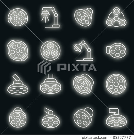 Surgical light icons set vector neon Surgical light icons set vector neon 85237777