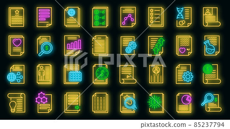 Reporter icons set vector neon 85237794