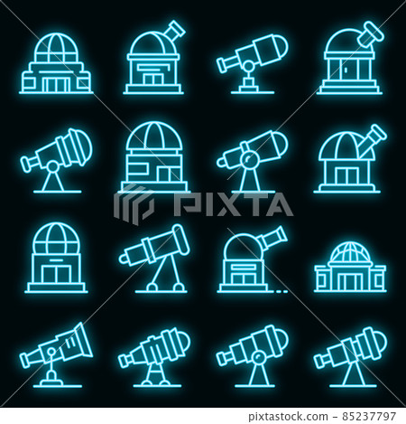 Planetarium icons set vector neon 85237797
