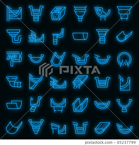 Gutter icons set vector neon 85237799