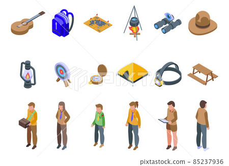Scouting icons set, isometric style 85237936