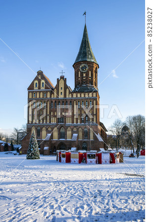 Christmas market on the island of Kant, near the Cathedral. Kaliningrad. Russia 85238027