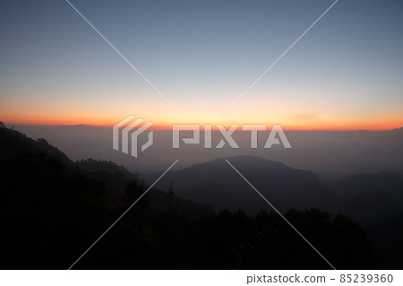 Beautiful view of mountains and white mist Beautiful view of mountains and white mist 85239360