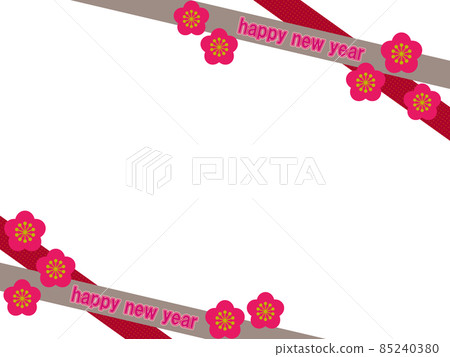 Happy New Year Frame Plum Blossom 85240380