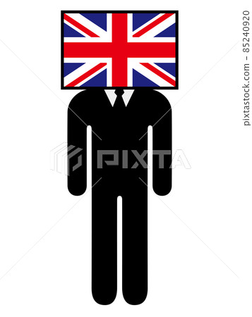 Pictogram symbol graphic material of a person who anthropomorphized the British flag Pictogram symbol graphic material of a person who anthropomorphized the British flag 85240920